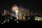 Bangkok skyline with fireworks